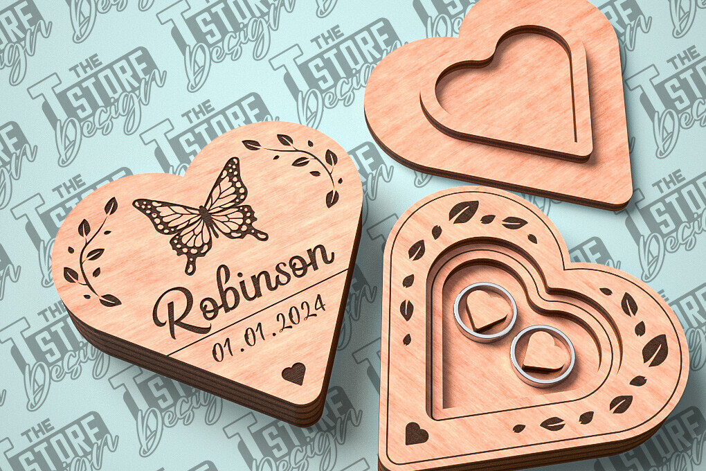 Σετ των 2 Intra απο ξύλο plywood 3mm-4mm πάχος – Κουτί βέρας με λέιζερ | Κουτί κοσμημάτων Δίασταση  20x20 cm INTRAFABR-81328375