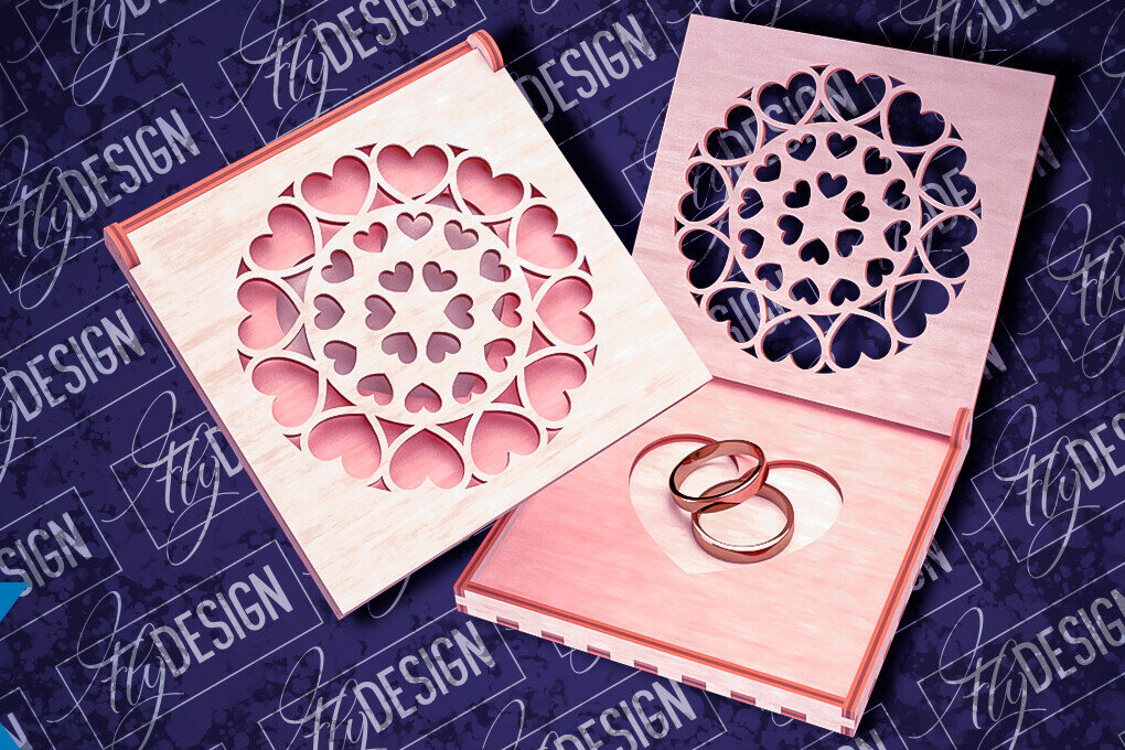 Σετ των 2 Intra απο ξύλο plywood 3mm-4mm πάχος – Κουτί βέρας με λέιζερ | Κουτί κοσμημάτων Δίασταση  20x20 cm INTRAFABR-83946835