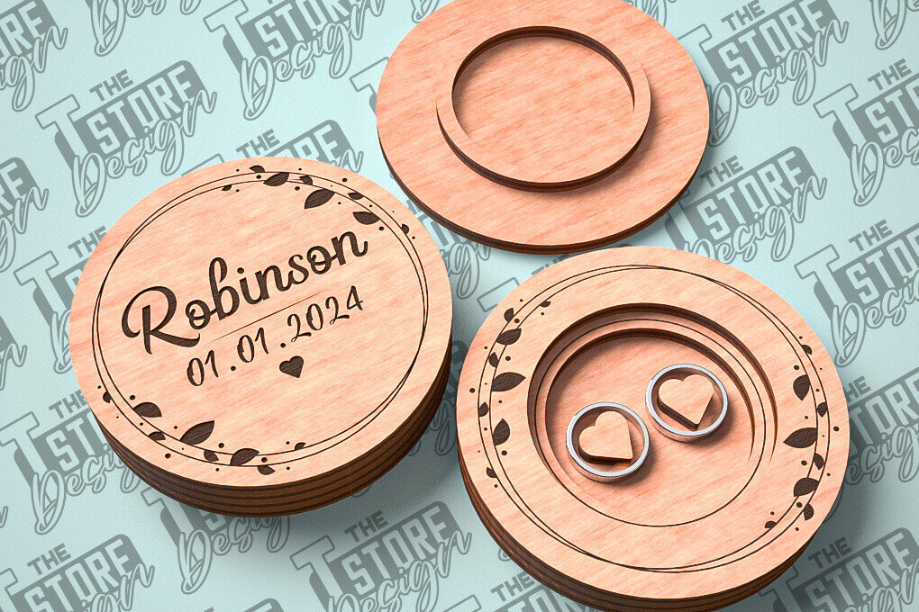 Σετ των 2 Intra απο ξύλο plywood 3mm-4mm πάχος – Κουτί βέρας με λέιζερ | Κουτί κοσμημάτων Δίασταση  20x20 cm INTRAFABR-81328402