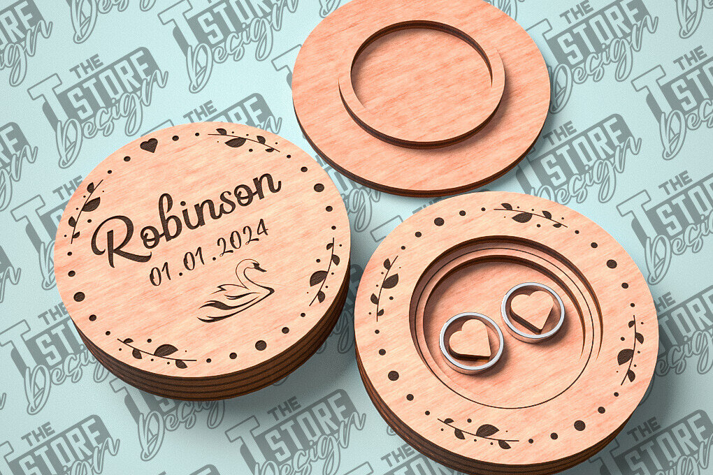 Σετ των 2 Intra απο ξύλο plywood 3mm-4mm πάχος – Κουτί βέρας με λέιζερ | Κουτί κοσμημάτων Δίασταση  20x20 cm INTRAFABR-81328409