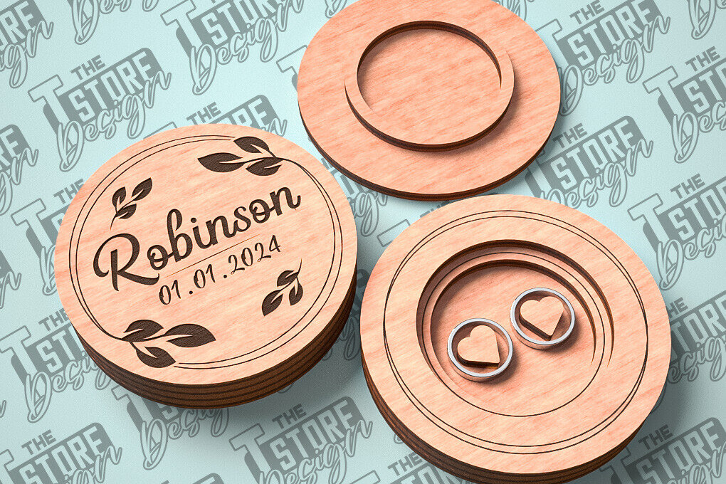 Σετ των 2 Intra απο ξύλο plywood 3mm-4mm πάχος – Κουτί βέρας με λέιζερ | Κουτί κοσμημάτων Δίασταση  20x20 cm INTRAFABR-81328432