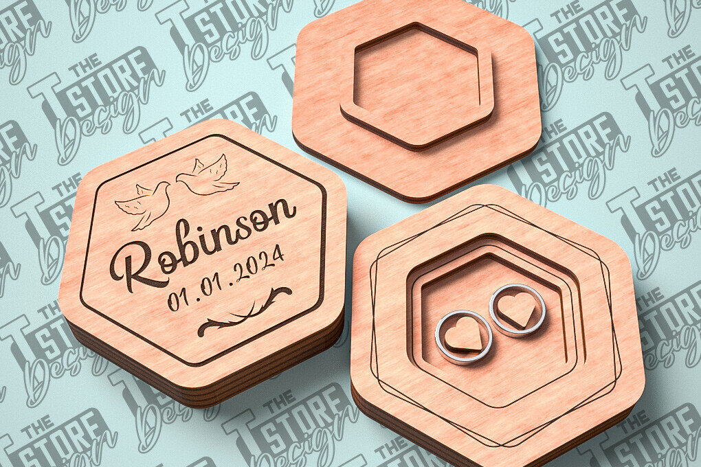 Σετ των 2 Intra απο ξύλο plywood 3mm-4mm πάχος – Κουτί βέρας με λέιζερ | Κουτί κοσμημάτων Δίασταση  20x20 cm INTRAFABR-81328452