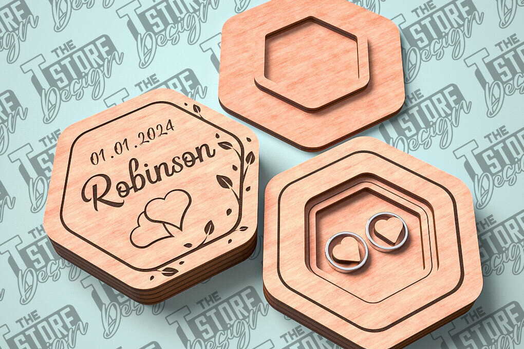 Σετ των 2 Intra απο ξύλο plywood 3mm-4mm πάχος – Κουτί βέρας με λέιζερ | Κουτί κοσμημάτων Δίασταση  20x20 cm INTRAFABR-81328476