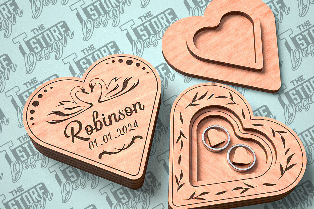 Σετ των 2 Intra απο ξύλο plywood 3mm-4mm πάχος – Κουτί βέρας με λέιζερ | Κουτί κοσμημάτων Δίασταση  20x20 cm INTRAFABR-81328349