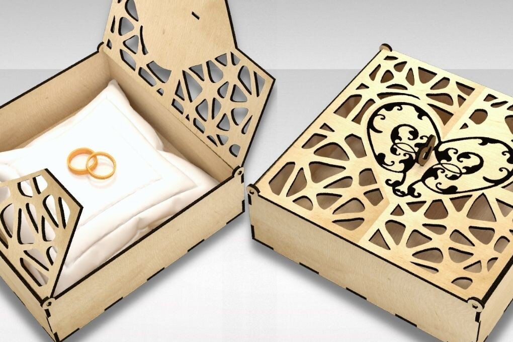 Σετ των 2 Intra απο ξύλο plywood 3mm-4mm πάχος – Κουτί βέρας με λέιζερ | Δίασταση  20x20 cm INTRAFABR-61300332