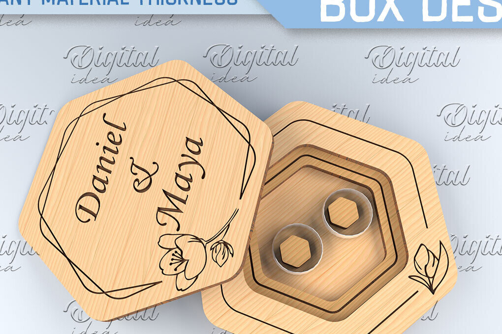 Σετ των 2 Intra απο ξύλο plywood 3mm-4mm πάχος – Κουτί βέρας. 3D Ring Box Laser Δίασταση  20x20 cm INTRAFABR-87677748