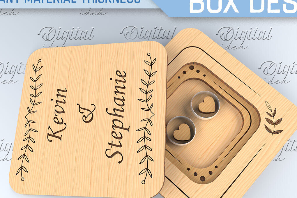 Σετ των 2 Intra απο ξύλο plywood 3mm-4mm πάχος – Κουτί βέρας. 3D Ring Box Laser Δίασταση  20x20 cm INTRAFABR-87677813