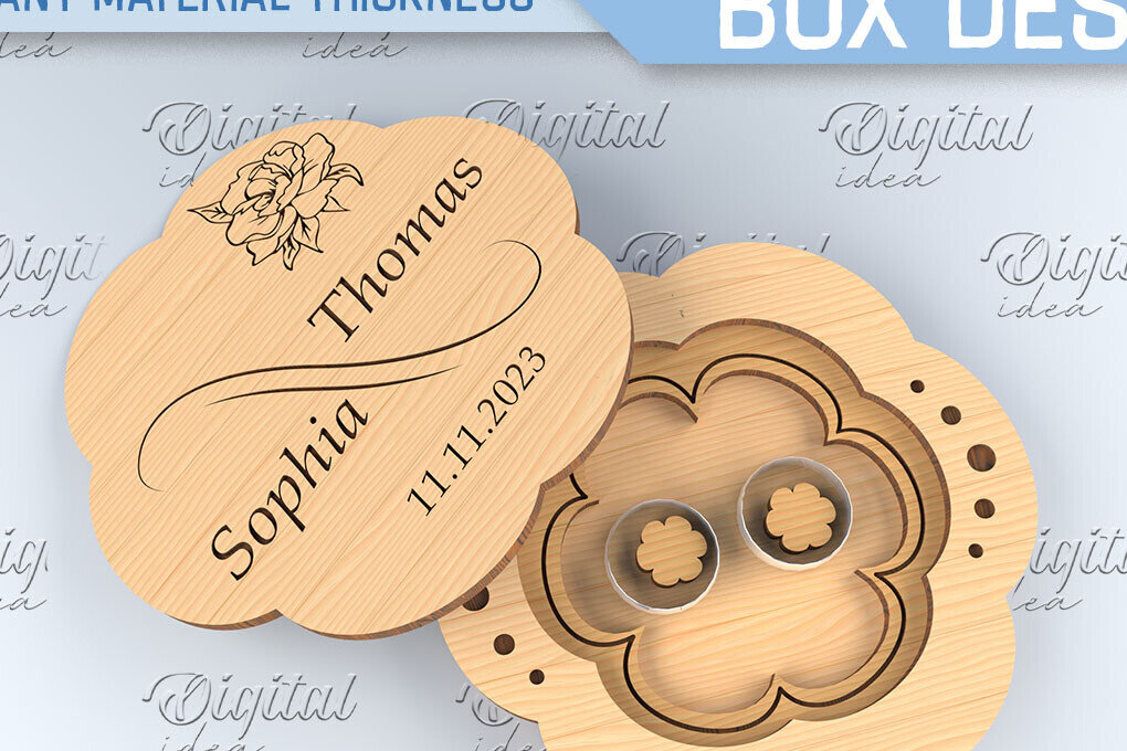 Σετ των 2 Intra απο ξύλο plywood 3mm-4mm πάχος – Κουτί βέρας. 3D Ring Box Laser Δίασταση  20x20 cm INTRAFABR-87677871