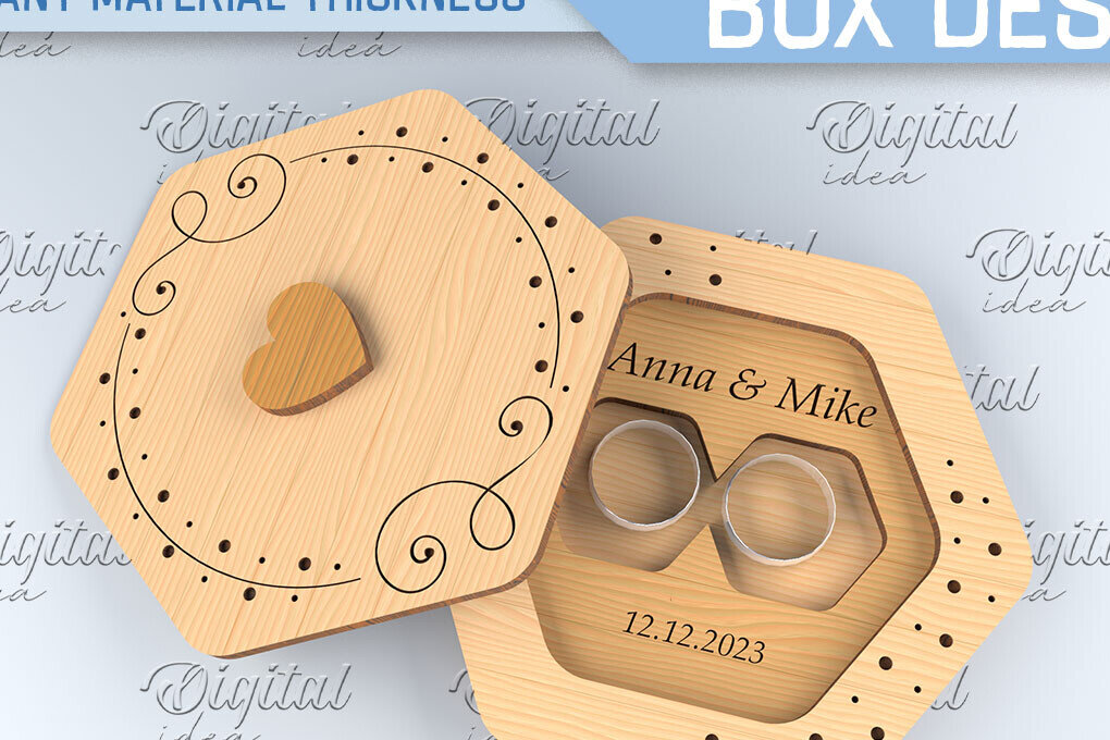 Σετ των 2 Intra απο ξύλο plywood 3mm-4mm πάχος – Κουτί βέρας. 3D Ring Box Laser Δίασταση  20x20 cm INTRAFABR-87678036