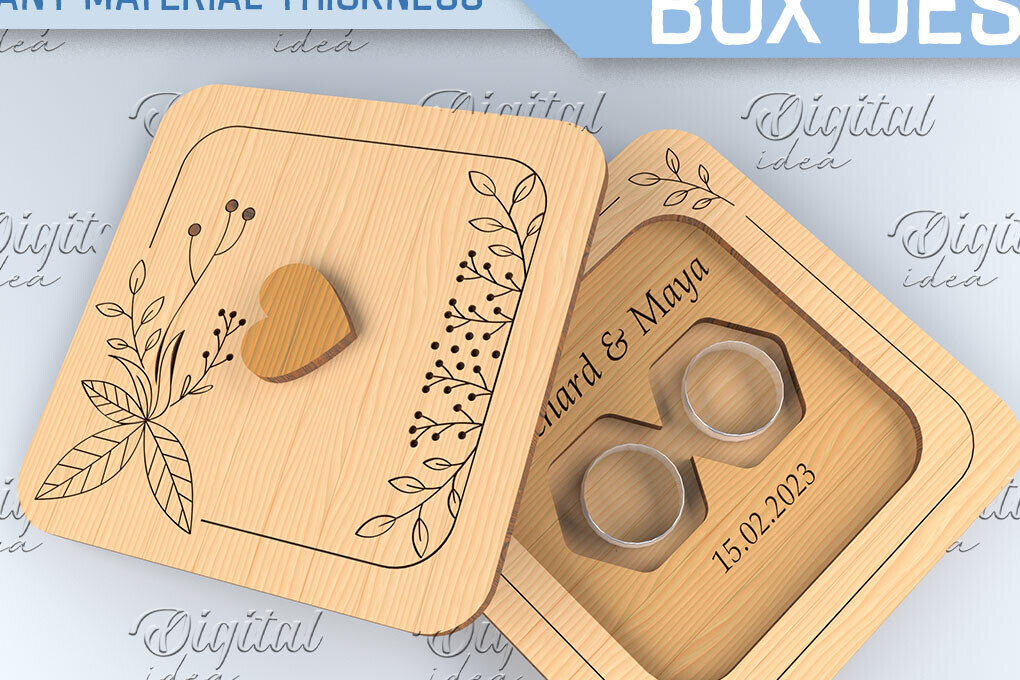 Σετ των 2 Intra απο ξύλο plywood 3mm-4mm πάχος – Κουτί βέρας. 3D Ring Box Laser Δίασταση  20x20 cm INTRAFABR-87678102