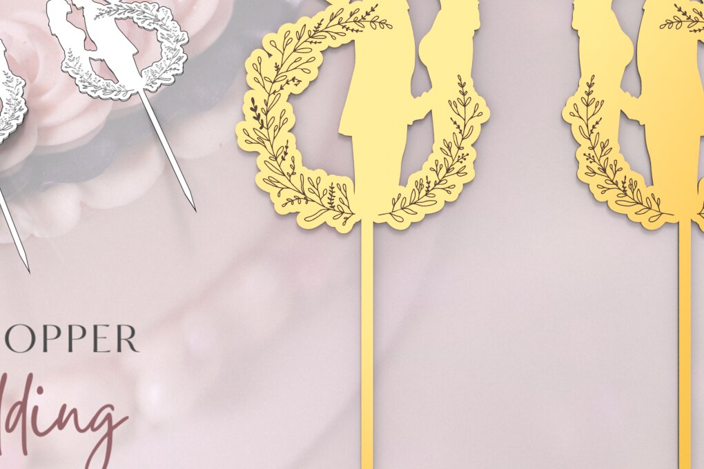 Σετ των 2 Intra απο ξύλο plywood 3mm-4mm πάχος – Wedding Silhouette Cake Topper | Λέιζερ Δίασταση  20x20 cm INTRAFABR-86296849