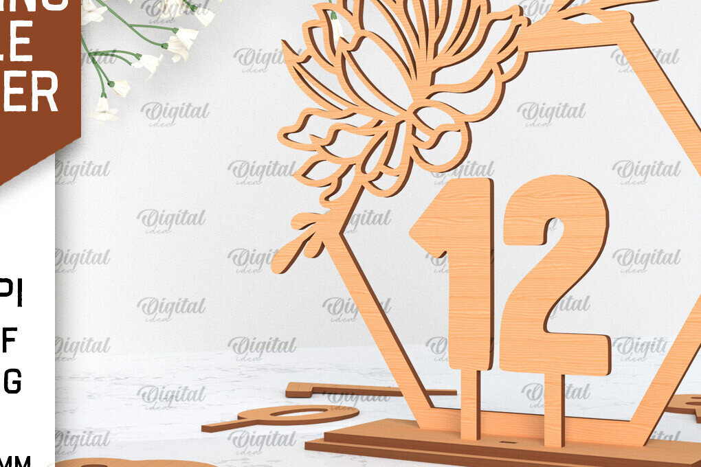 Σετ των 2 Intra απο ξύλο plywood 3mm-4mm πάχος – Αριθμός Τραπεζιού Γάμου Κοπή Laser Δίασταση  20x20 cm INTRAFABR-100052899