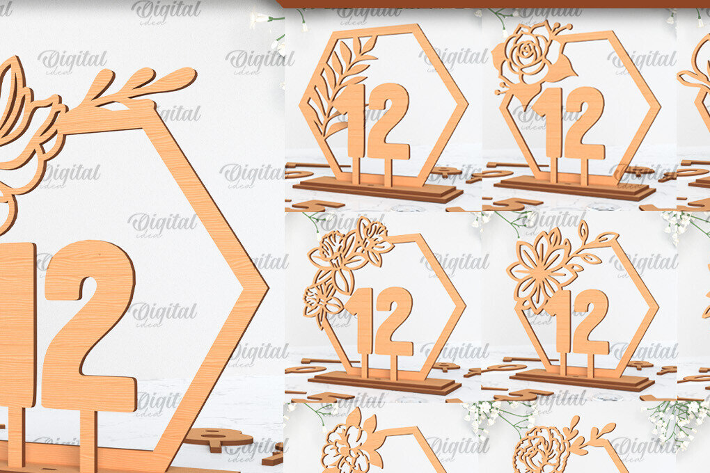 Σετ των 2 Intra απο ξύλο plywood 3mm-4mm πάχος – Αριθμοί τραπεζιού γάμου Δέσμη κοπής με λέιζερ Δίασταση  20x20 cm INTRAFABR-100056947