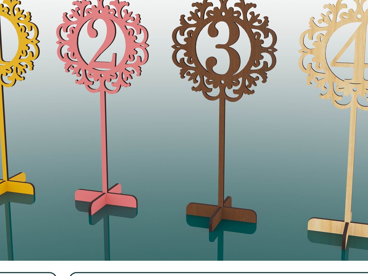 Σετ των 2 Intra απο ξύλο plywood 3mm-4mm πάχος – Αρχεία Αριθμοί Τραπεζιού Γάμου (1-10), Δίασταση  20x20 cm INTRAFABR-66386304