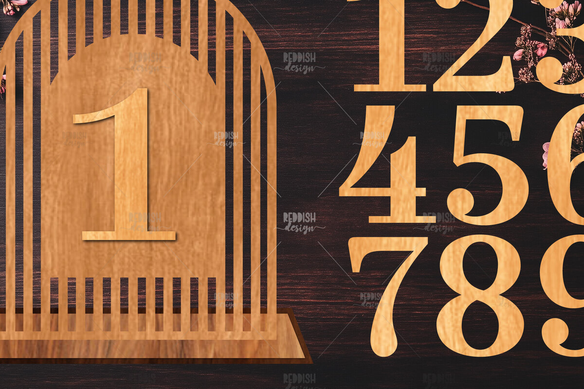 Σετ των 2 Intra απο ξύλο plywood 3mm-4mm πάχος – Wedding Table Numbers – St Δίασταση  20x20 cm INTRAFABR-124694662