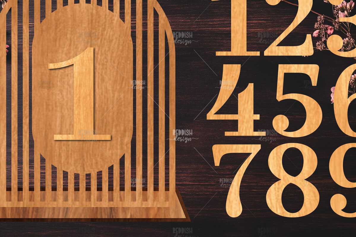 Σετ των 2 Intra απο ξύλο plywood 3mm-4mm πάχος – Wedding Table Numbers – St Δίασταση  20x20 cm INTRAFABR-124694678