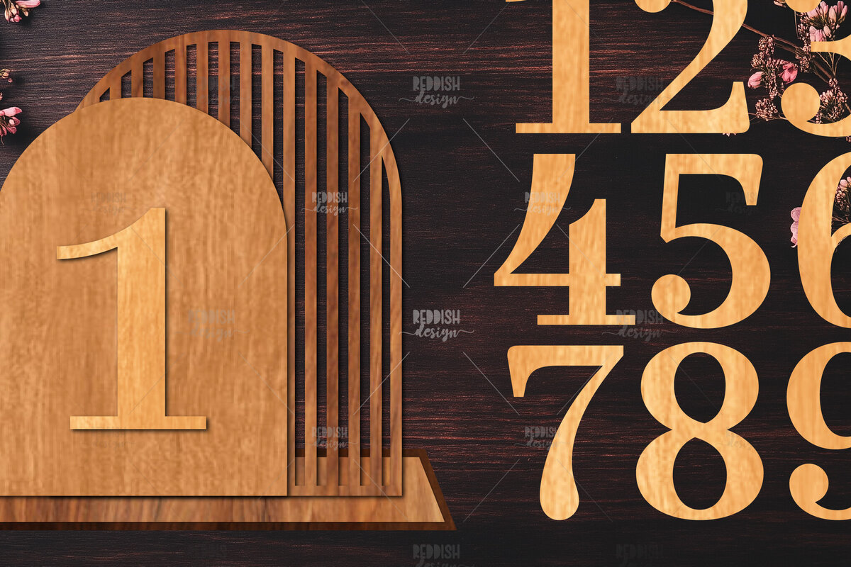 Σετ των 2 Intra απο ξύλο plywood 3mm-4mm πάχος – Wedding Table Numbers – St Δίασταση  20x20 cm INTRAFABR-124694711