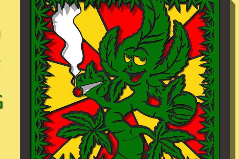 Σετ των 2 Intra απο ξύλο plywood 3mm-4mm πάχος – Weed Shadow Box Layered 3d Cardstock Δίασταση  20x20 cm INTRAFABR-56021375