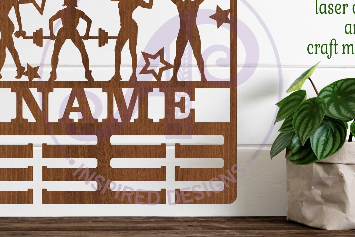 Σετ των 2 Intra απο ξύλο plywood 3mm-4mm πάχος – Όνομα κατόχου γυναικείου μεταλλίου άρσης βαρών Δίασταση  20x20 cm INTRAFABR-88108299