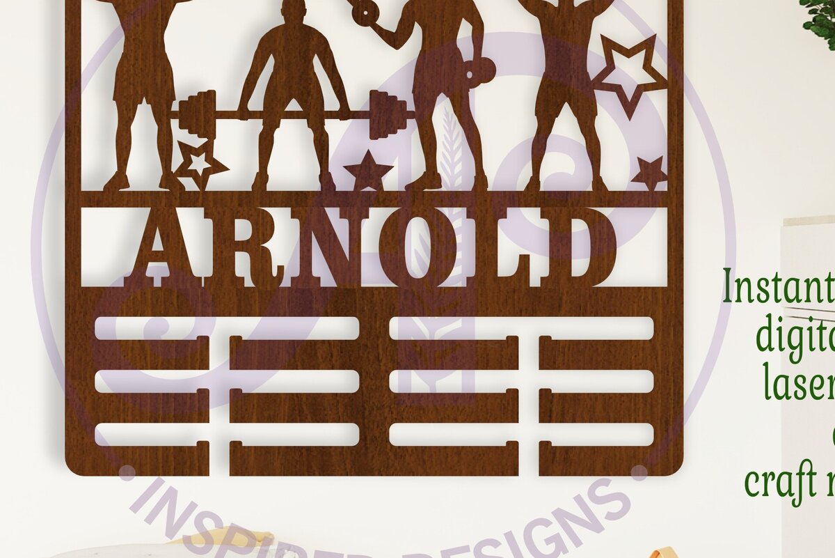 Σετ των 2 Intra απο ξύλο plywood 3mm-4mm πάχος – Όνομα κατόχου ανδρικού μεταλλίου άρσης βαρών Δίασταση  20x20 cm INTRAFABR-111632054