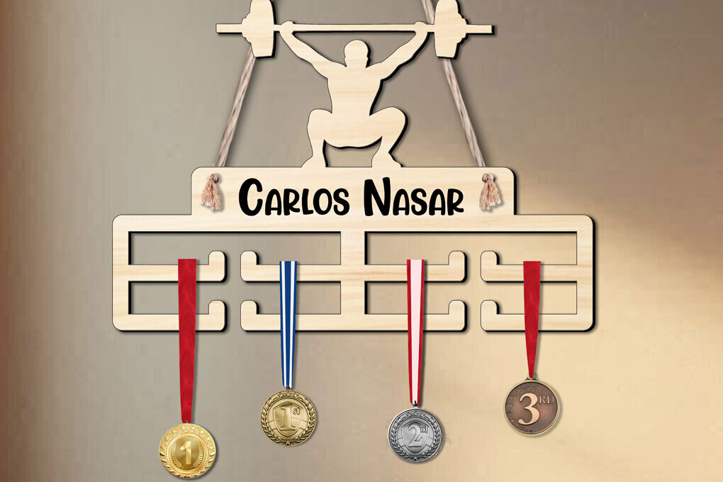 Σετ των 2 Intra απο ξύλο plywood 3mm-4mm πάχος – Weightlifting Sport Man Κρεμάστρα μετάλλων Δίασταση  20x20 cm INTRAFABR-120285117