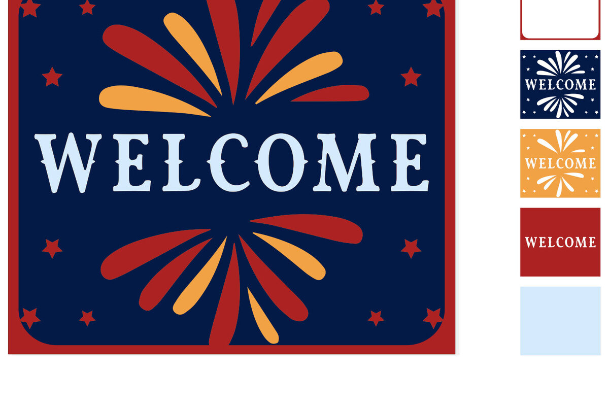 Σετ των 2 Intra απο ξύλο plywood 3mm-4mm πάχος – Καλώς ήρθατε - 3D 4th of July Paper Cut Δίασταση  20x20 cm INTRAFABR-97650887