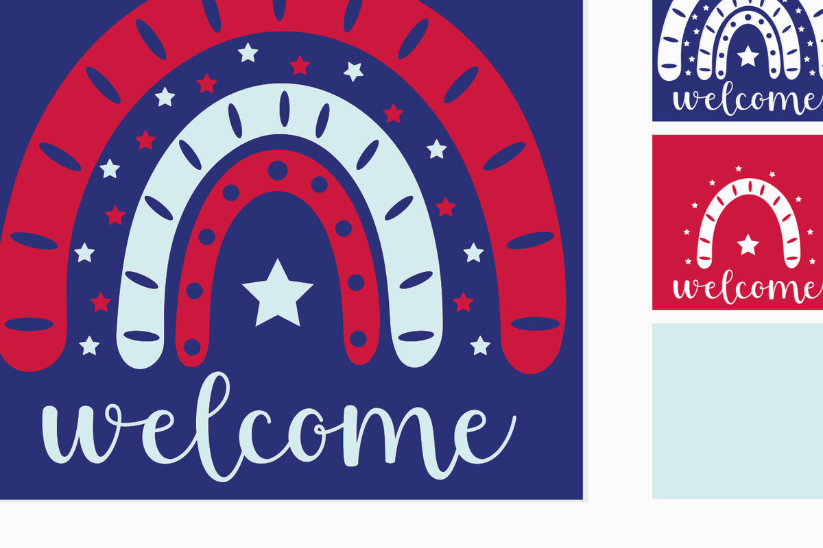 Σετ των 2 Intra απο ξύλο plywood 3mm-4mm πάχος – Καλώς ήρθατε - 4 Ιουλίου 3D Paper Cut Δίασταση  20x20 cm INTRAFABR-97652452