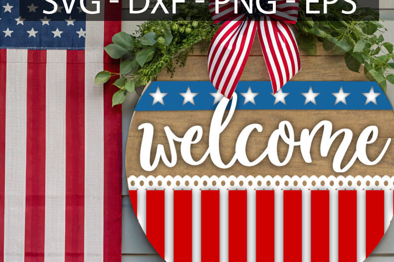 Σετ των 2 Intra απο ξύλο plywood 3mm-4mm πάχος – Καλώς ήρθατε στις 4 Ιουλίου Door Δίασταση  20x20 cm INTRAFABR-117243834