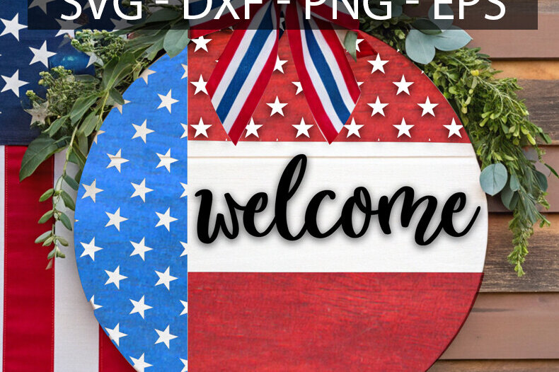 Σετ των 2 Intra απο ξύλο plywood 3mm-4mm πάχος – Καλώς ήρθατε στις 4 Ιουλίου Door Δίασταση  20x20 cm INTRAFABR-117243752