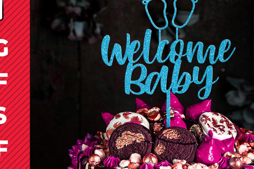 Σετ των 2 Intra απο ξύλο plywood 3mm-4mm πάχος – Καλώς ήρθες μωρό μου | Baby Shower Cake Topper Δίασταση  20x20 cm INTRAFABR-29155142