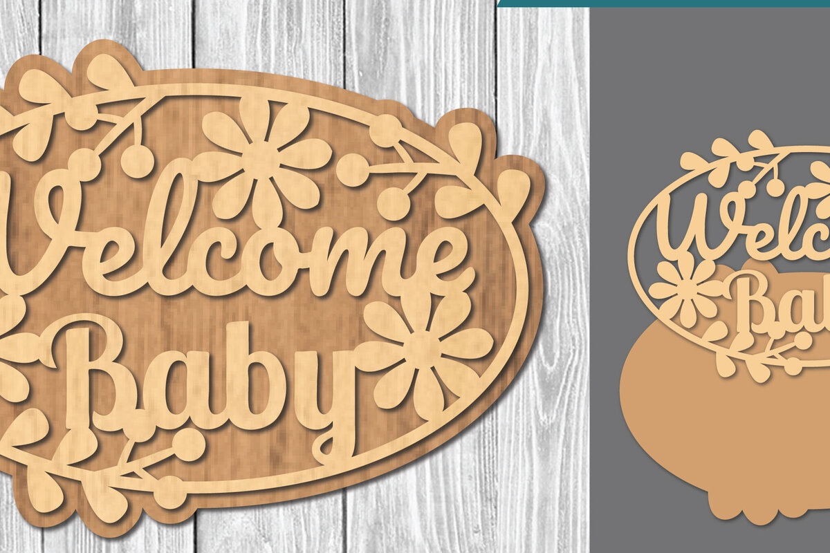 Σετ των 2 Intra απο ξύλο plywood 3mm-4mm πάχος – Καλωσόρισμα Baby Δίασταση  20x20 cm INTRAFABR-106688471