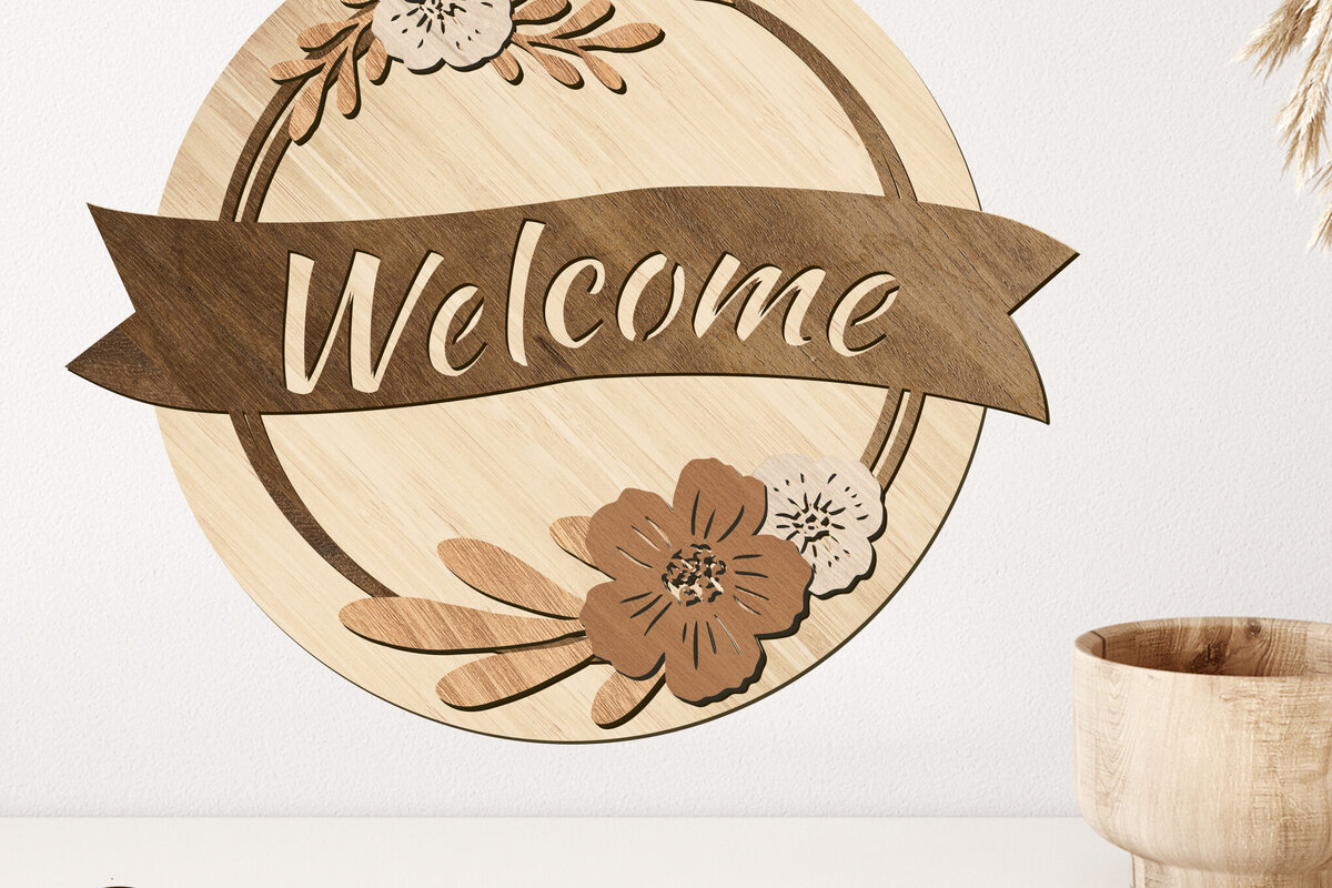 Intra απο ξύλο plywood 3mm-4mm πάχος – Διακοσμητικό πάνελ καλωσορίσματος, Αρχείο κοπής με λέιζερ Δίασταση  40x30 cm INTRAFABR-91234914