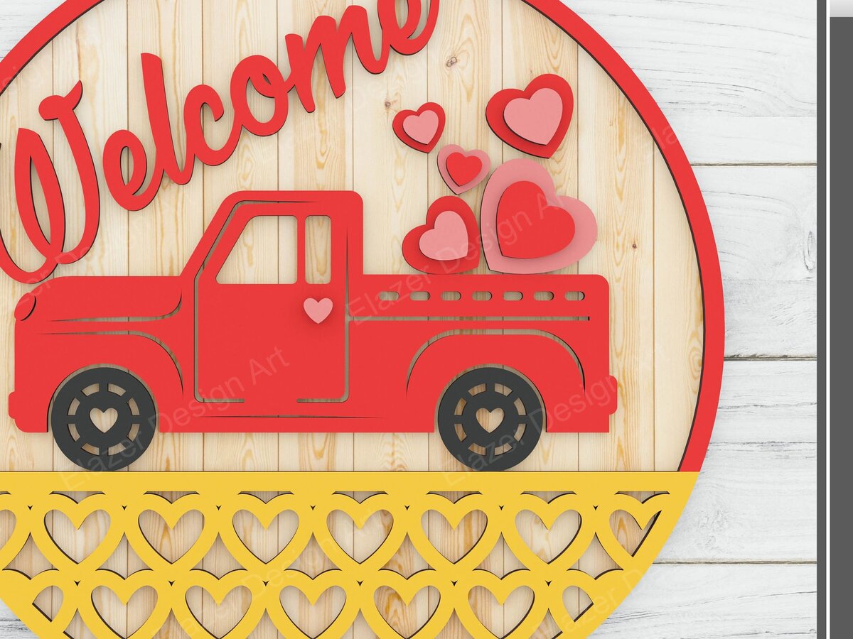 Σετ των 2 Intra απο ξύλο plywood 3mm-4mm πάχος – Welcome Door Hanger Files Δίασταση  20x20 cm INTRAFABR-72392048