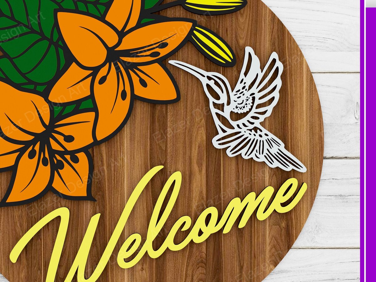 Σετ των 2 Intra απο ξύλο plywood 3mm-4mm πάχος – Welcome Door Hanger Files Δίασταση  20x20 cm INTRAFABR-72173778