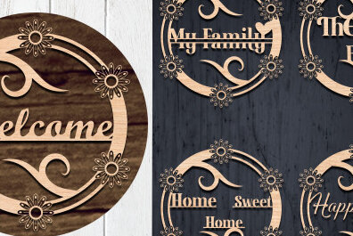 Intra απο ξύλο plywood 3mm-4mm πάχος – Welcome Door Sign Δίασταση  40x30 cm INTRAFABR-56398366