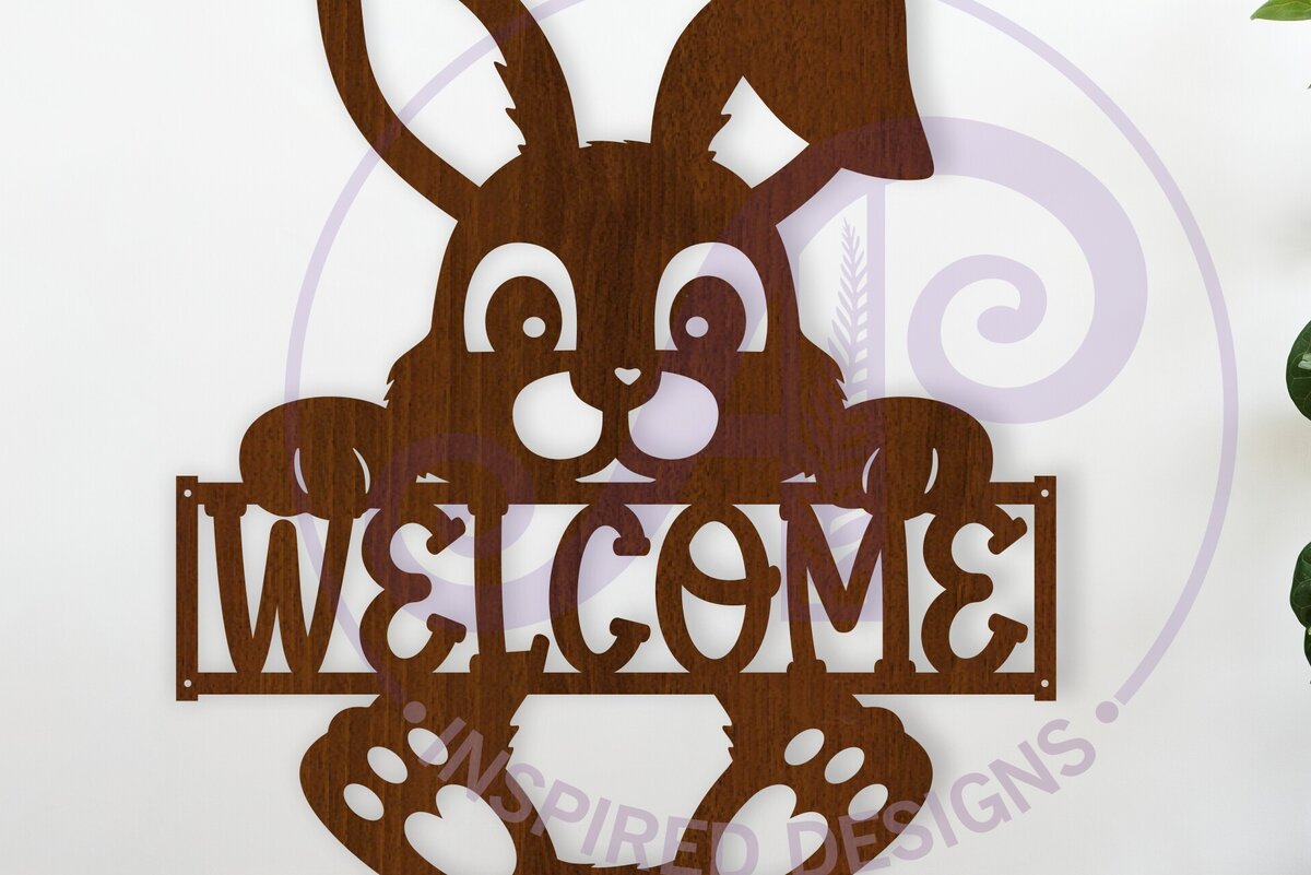 Intra απο ξύλο plywood 3mm-4mm πάχος – Καλώς ορίσατε Easter Bunny Wall Art Sign, Δίασταση  40x30 cm INTRAFABR-119283825