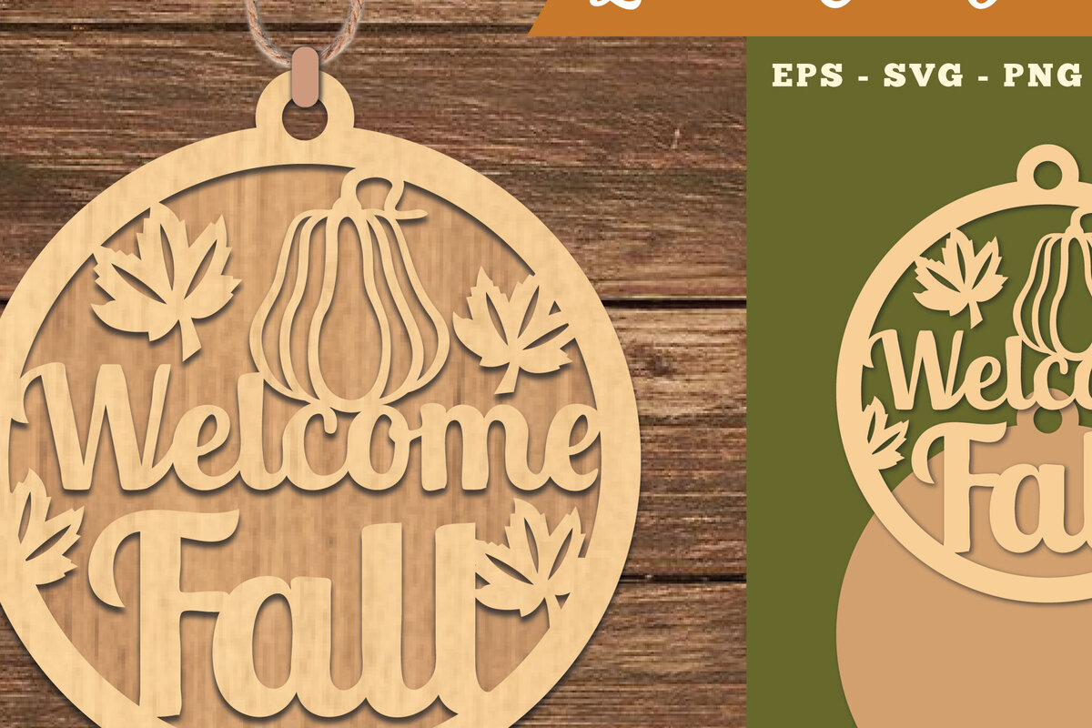 Σετ των 2 Intra απο ξύλο plywood 3mm-4mm πάχος – Καλωσόρισμα Fall Ornment 1 Δίασταση  20x20 cm INTRAFABR-111385281