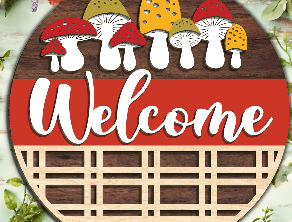 Σετ των 2 Intra απο ξύλο plywood 3mm-4mm πάχος – Καλώς ορίσατε Φθινοπωρινό Σήμα Δίασταση  20x20 cm INTRAFABR-100380715