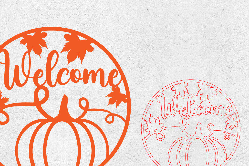 Σετ των 2 Intra απο ξύλο plywood 3mm-4mm πάχος – Καλωσόρισμα Φθινόπωρο στρογγυλεμένο σημάδι | Φθινόπωρο Δίασταση  20x20 cm INTRAFABR-101303653