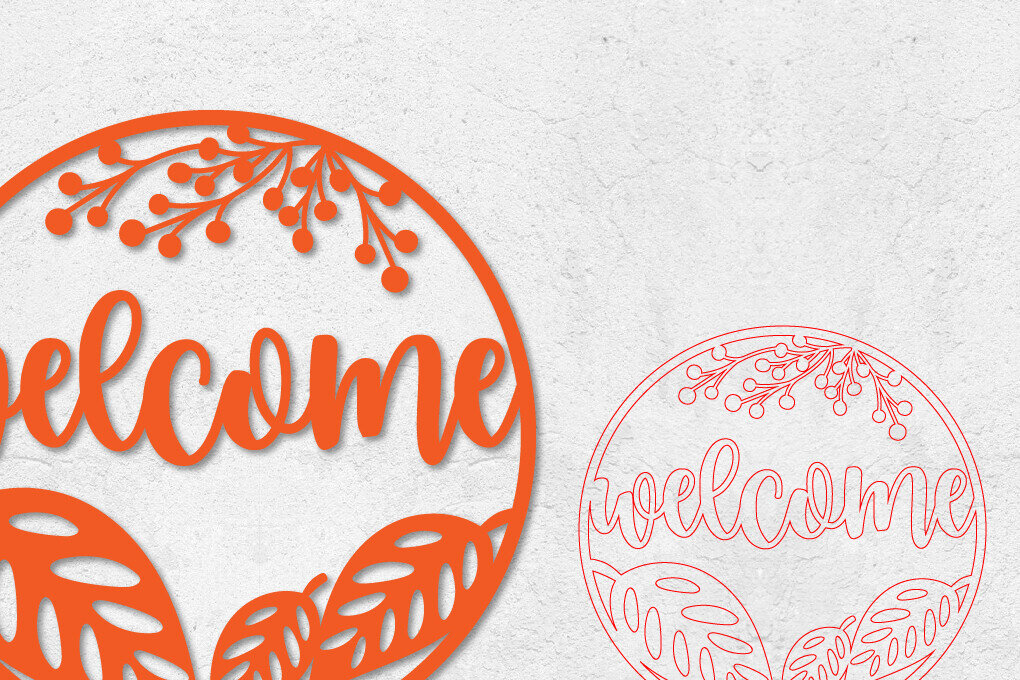 Σετ των 2 Intra απο ξύλο plywood 3mm-4mm πάχος – Καλώς ορίσατε Φθινοπωρινό Στρογγυλό σημάδι | Φθινοπωρινό σημάδι Δίασταση  20x20 cm INTRAFABR-102052147