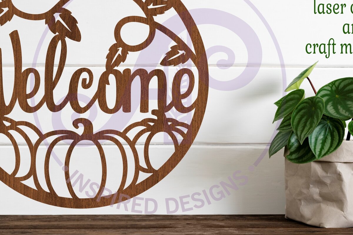 Σετ των 2 Intra απο ξύλο plywood 3mm-4mm πάχος – Καλωσόρισμα Φθινοπωρινή Επιγραφή Δίασταση  20x20 cm INTRAFABR-100978461