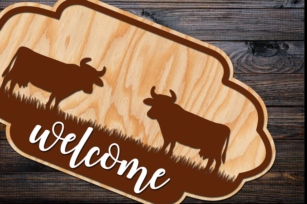 Σετ των 2 Intra απο ξύλο plywood 3mm-4mm πάχος – Αρχείο κοπής λέιζερ καλωσορίσματος Farmhouse Δίασταση  20x20 cm INTRAFABR-67345136