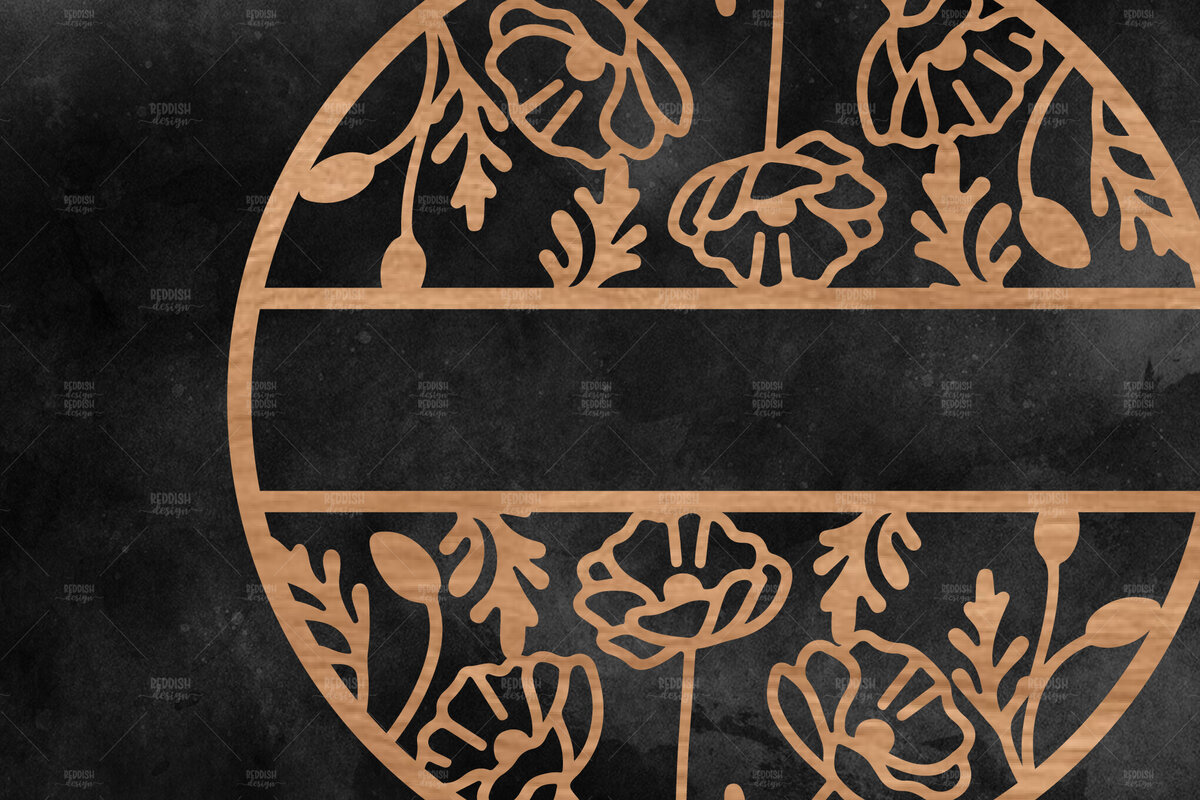 Σετ των 2 Intra απο ξύλο plywood 3mm-4mm πάχος – Καλωσόρισμα Floral στρογγυλή πινακίδα Δίασταση  20x20 cm INTRAFABR-117180557