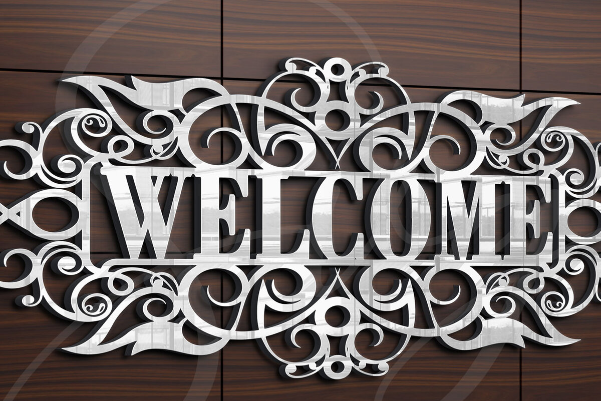 Σετ των 2 Intra απο ξύλο plywood 3mm-4mm πάχος – Καλώς ήλθατε για το σημάδι βεράντας με Δίασταση  20x20 cm INTRAFABR-8871811