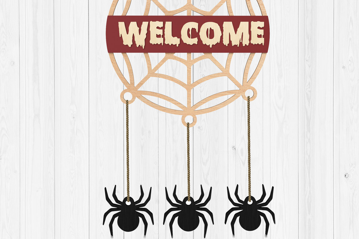 Σετ των 2 Intra απο ξύλο plywood 3mm-4mm πάχος – Καλώς ορίσατε Halloween 3D Δίασταση  20x20 cm INTRAFABR-104826719