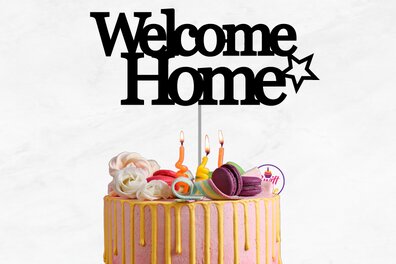 Σετ των 2 Intra απο ξύλο plywood 3mm-4mm πάχος – Welcome Home Cake Topper Δίασταση  20x20 cm INTRAFABR-75260189