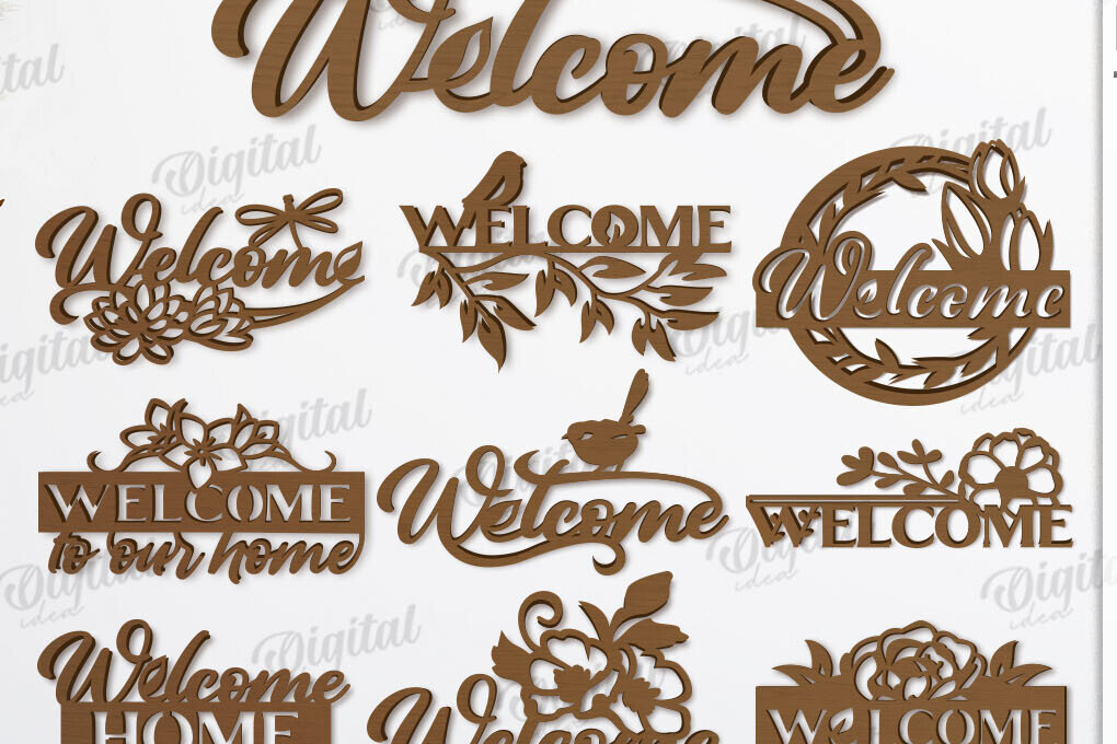 Intra απο ξύλο plywood 3mm-4mm πάχος – Πακέτο κοπής με λέιζερ καλωσορίσματος Home Signs Δίασταση  40x30 cm INTRAFABR-119261719