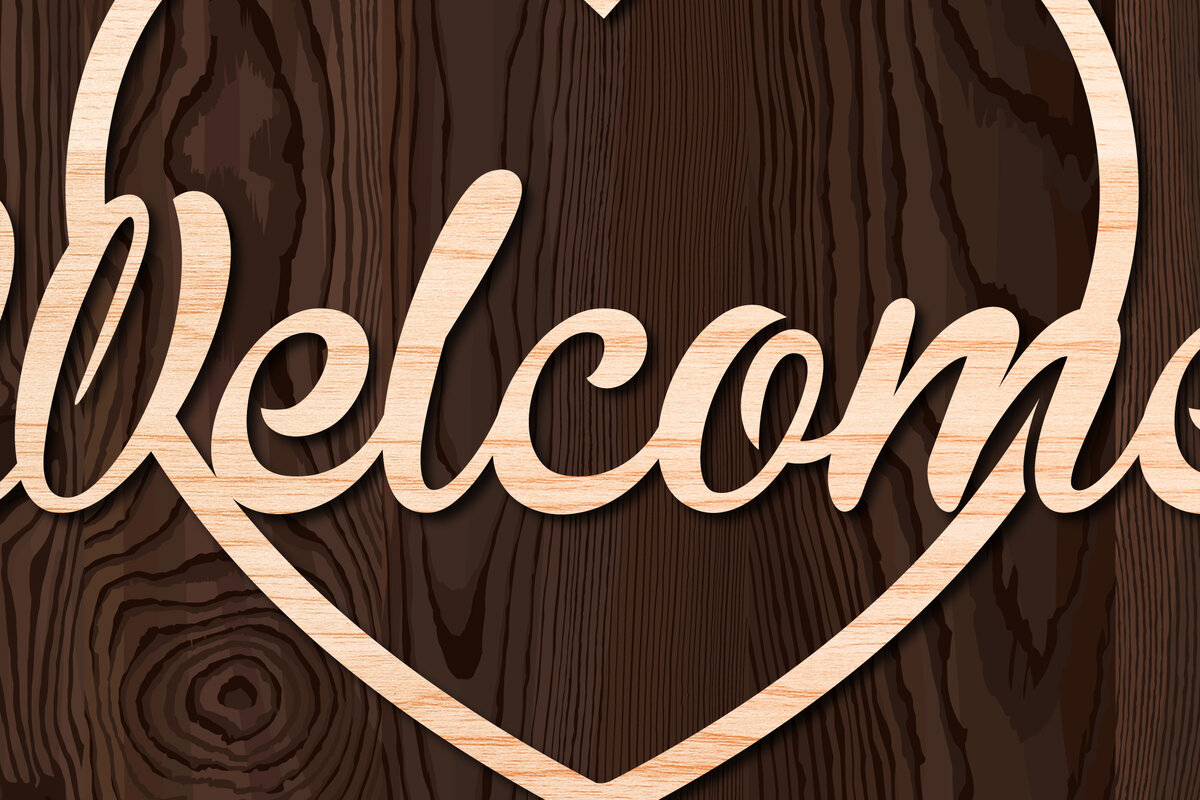 Intra απο ξύλο plywood 3mm-4mm πάχος – Καλώς ορίσατε Sign with Heart Δίασταση  40x30 cm INTRAFABR-26270283