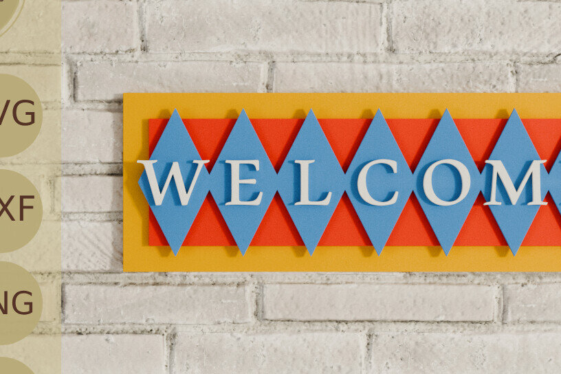 Intra απο ξύλο plywood 3mm-4mm πάχος – Καλώς ορίσατε MCentury Retro Sign Cut Laser Δίασταση  40x30 cm INTRAFABR-106259456