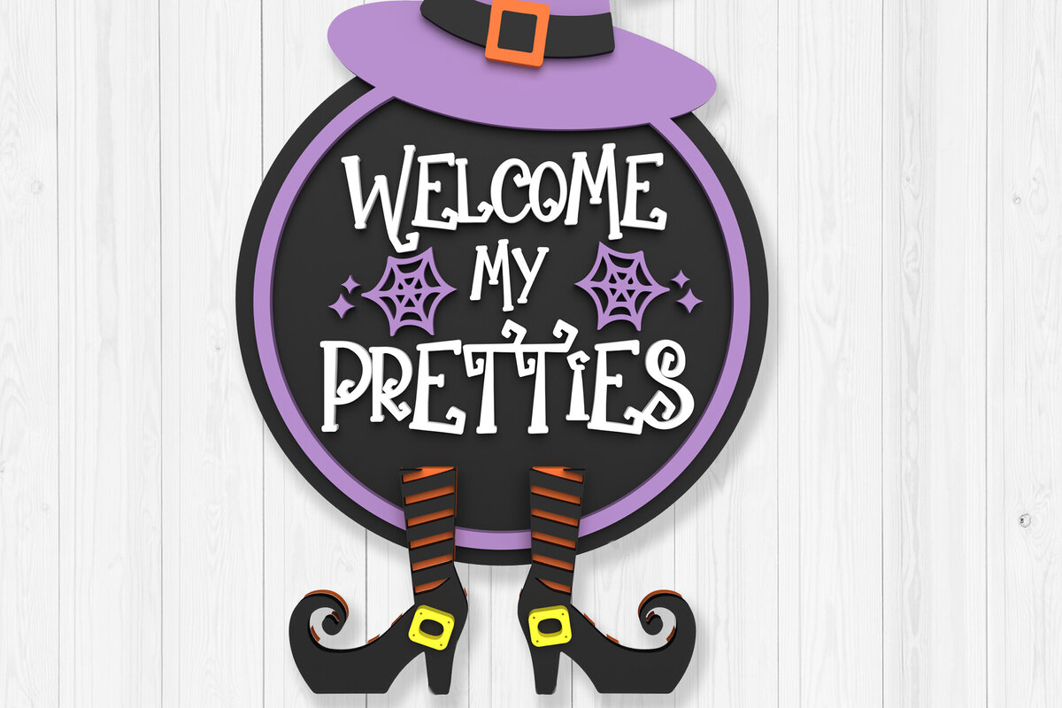 Intra απο ξύλο plywood 3mm-4mm πάχος – Welcome My Pretties, Halloween Sign Δίασταση  40x30 cm INTRAFABR-105326103